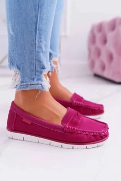 Online Mokasyny Damskie Skóra Zamszowa Fuksja Lauren Damskie Mokasyny Damskie Zamszowe