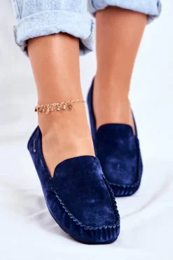 Mokasyny Damskie Zamszowe>Buty damskie Vinceza Mokasyny Damskie Skóra Zamsz Niebieskie Papito