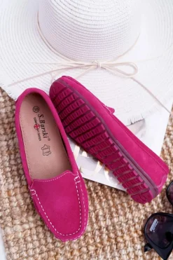 Mokasyny Damskie Zamszowe></noscript>Damskie buty S.Barski Mokasyny Damskie Skóra Zamszowa Fuksja Tenzion