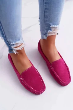 Mokasyny Damskie Zamszowe></noscript>Damskie buty S.Barski Mokasyny Damskie Skóra Zamszowa Fuksja Tenzion
