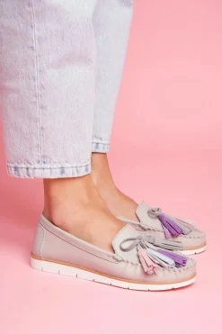 New Evento Mokasyny Damskie Skórzane Szare Bebbo