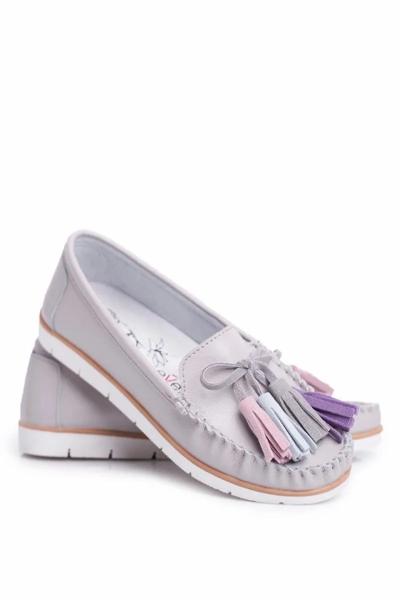 New Evento Mokasyny Damskie Skórzane Szare Bebbo