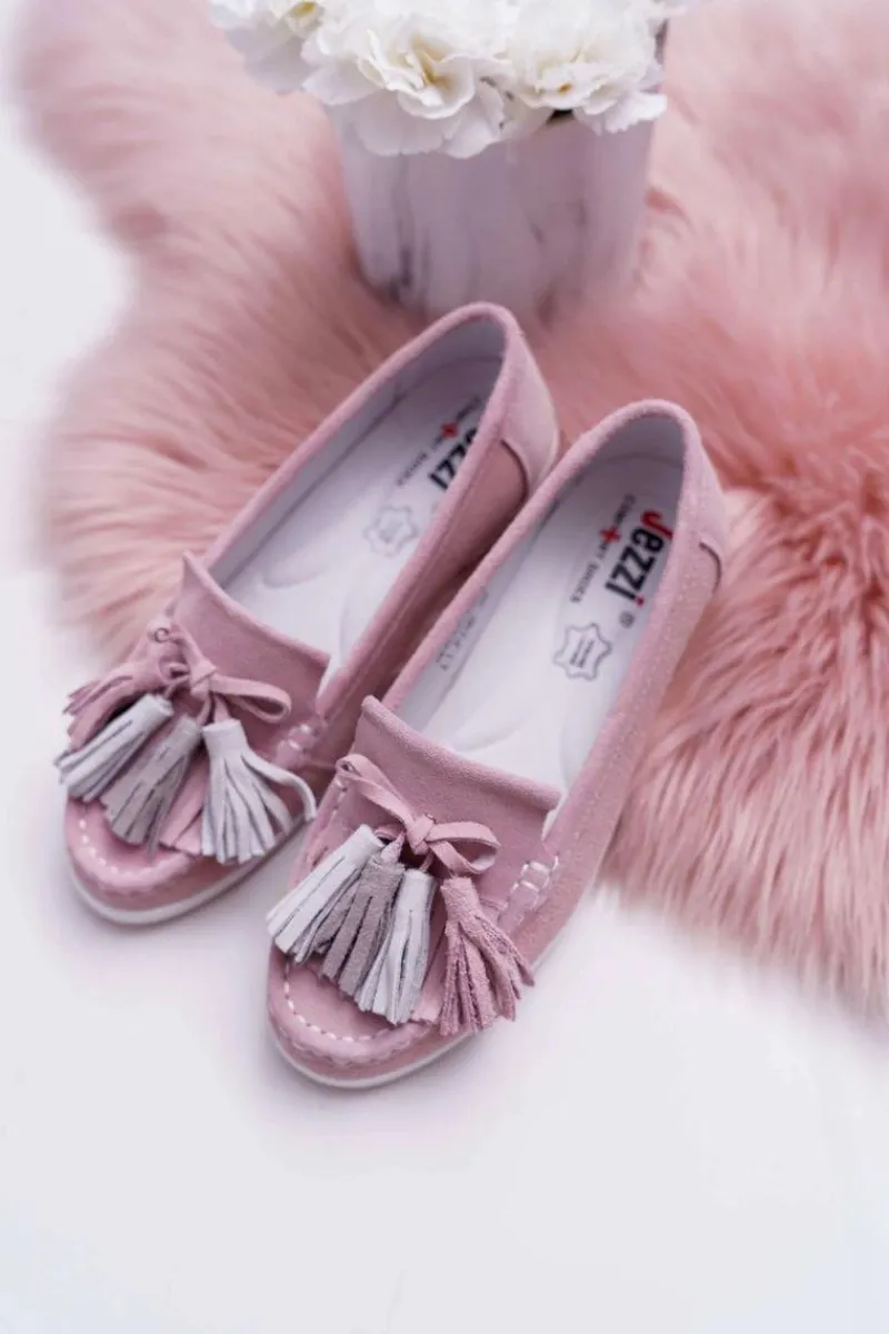 Best Mokasyny Damskie Skórzane Zamszowe Z Frędzlami Różowe Batist Damskie Mokasyny Damskie Zamszowe