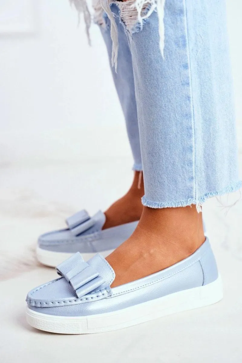 Sale Mokasyny Damskie Skórzane Niebieskie Lovren Damskie Mokasyny Damskie Skórzane