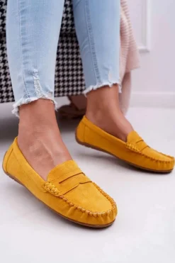 Sale Boto Mokasyny Damskie Żółte Zamszowe Bolero