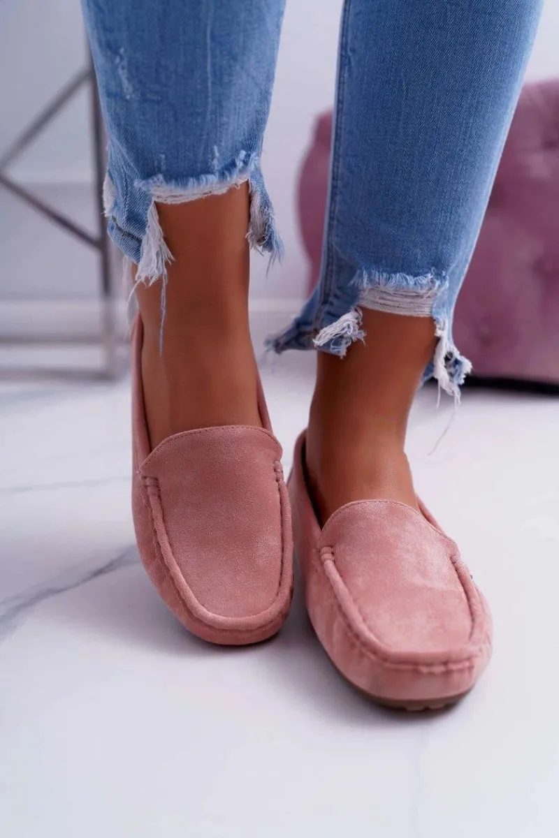 Best Mokasyny Damskie Wygodne Eko-zamsz Różowe Lemma Damskie Mokasyny Damskie Zamszowe