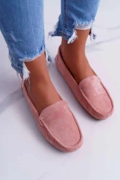 Best Mokasyny Damskie Wygodne Eko-zamsz Różowe Lemma Damskie Mokasyny Damskie Zamszowe