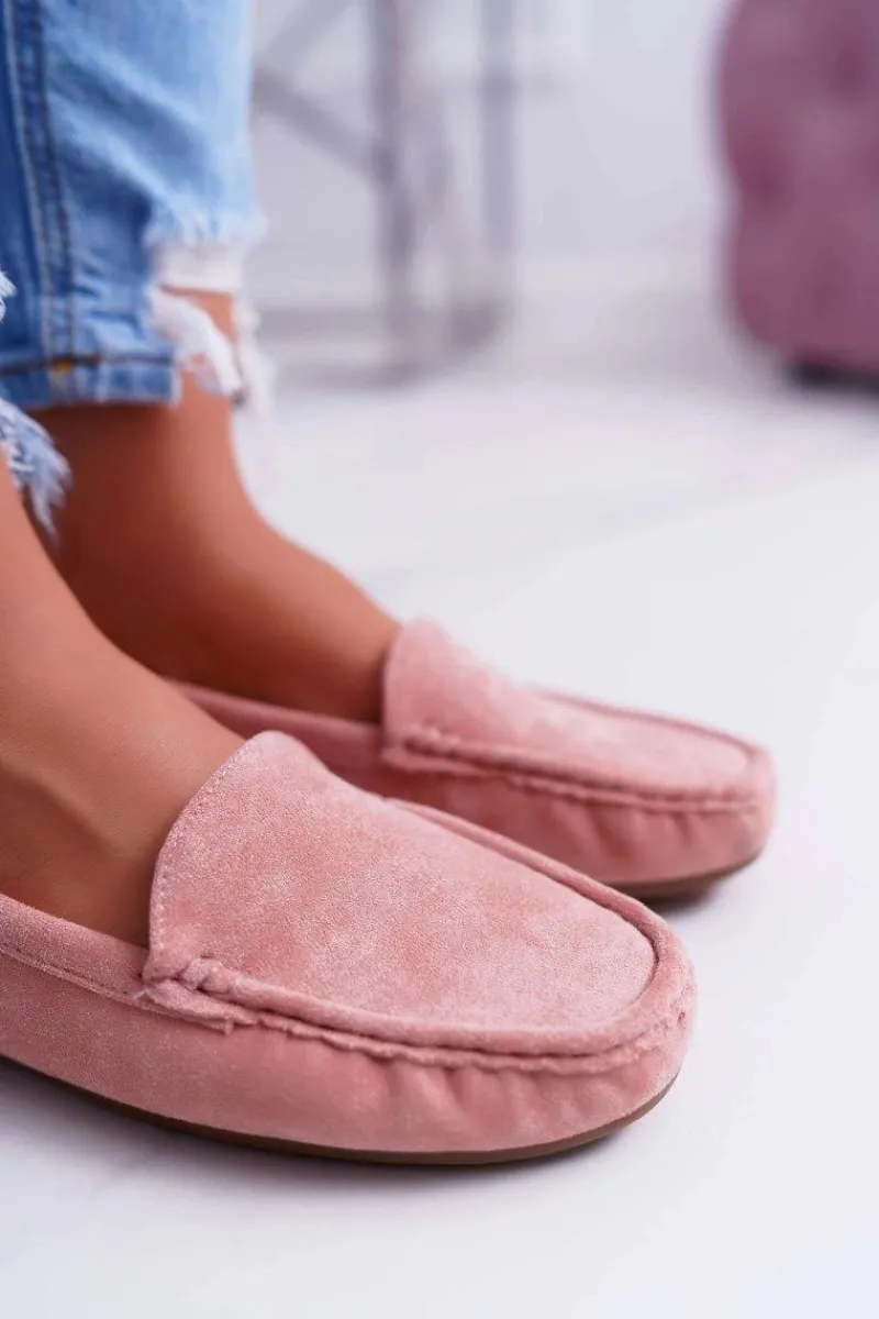 Best Mokasyny Damskie Wygodne Eko-zamsz Różowe Lemma Damskie Mokasyny Damskie Zamszowe