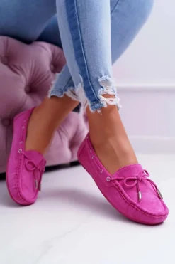 Hot Mokasyny Damskie Wygodne Eko-zamsz Fuksja Memfi Damskie Mokasyny Damskie Zamszowe