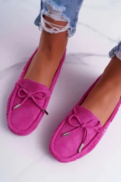 Hot Mokasyny Damskie Wygodne Eko-zamsz Fuksja Memfi Damskie Mokasyny Damskie Zamszowe