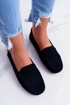 Discount Boto Mokasyny Damskie Wygodne Eko-zamsz Czarne Lemma