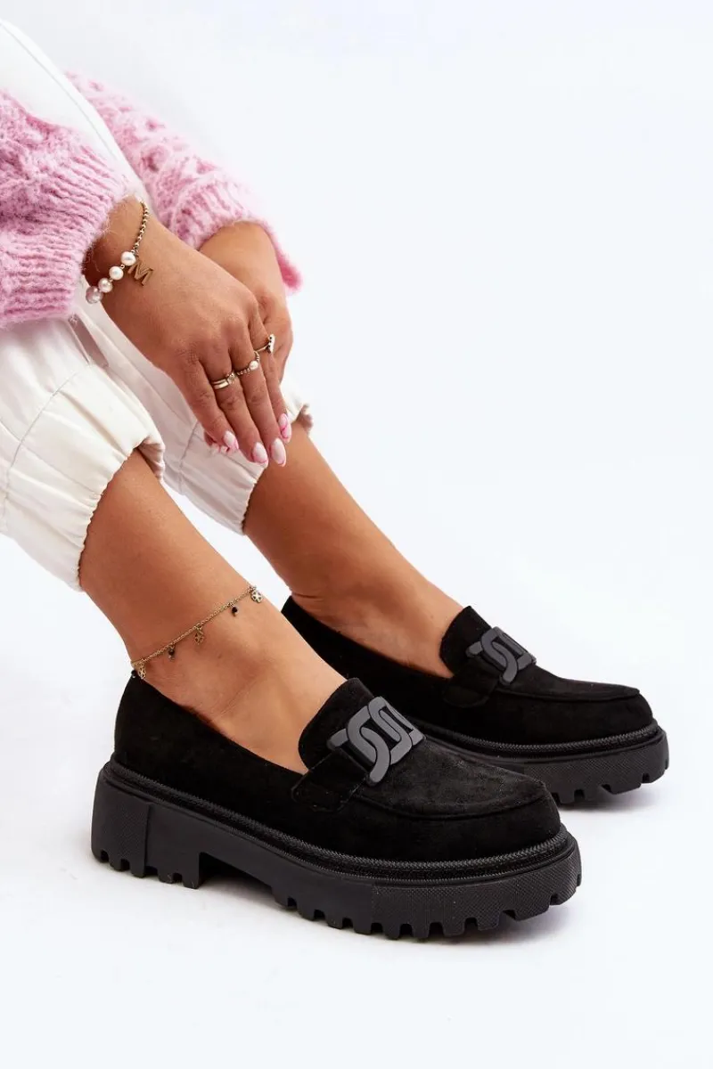 Outlet Mokasyny Damskie Z Łańcuchem Czarne Mevre Damskie Mokasyny Na Platformie|Mokasyny Damskie Zamszowe