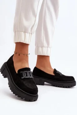 Outlet Mokasyny Damskie Z Łańcuchem Czarne Mevre Damskie Mokasyny Na Platformie|Mokasyny Damskie Zamszowe