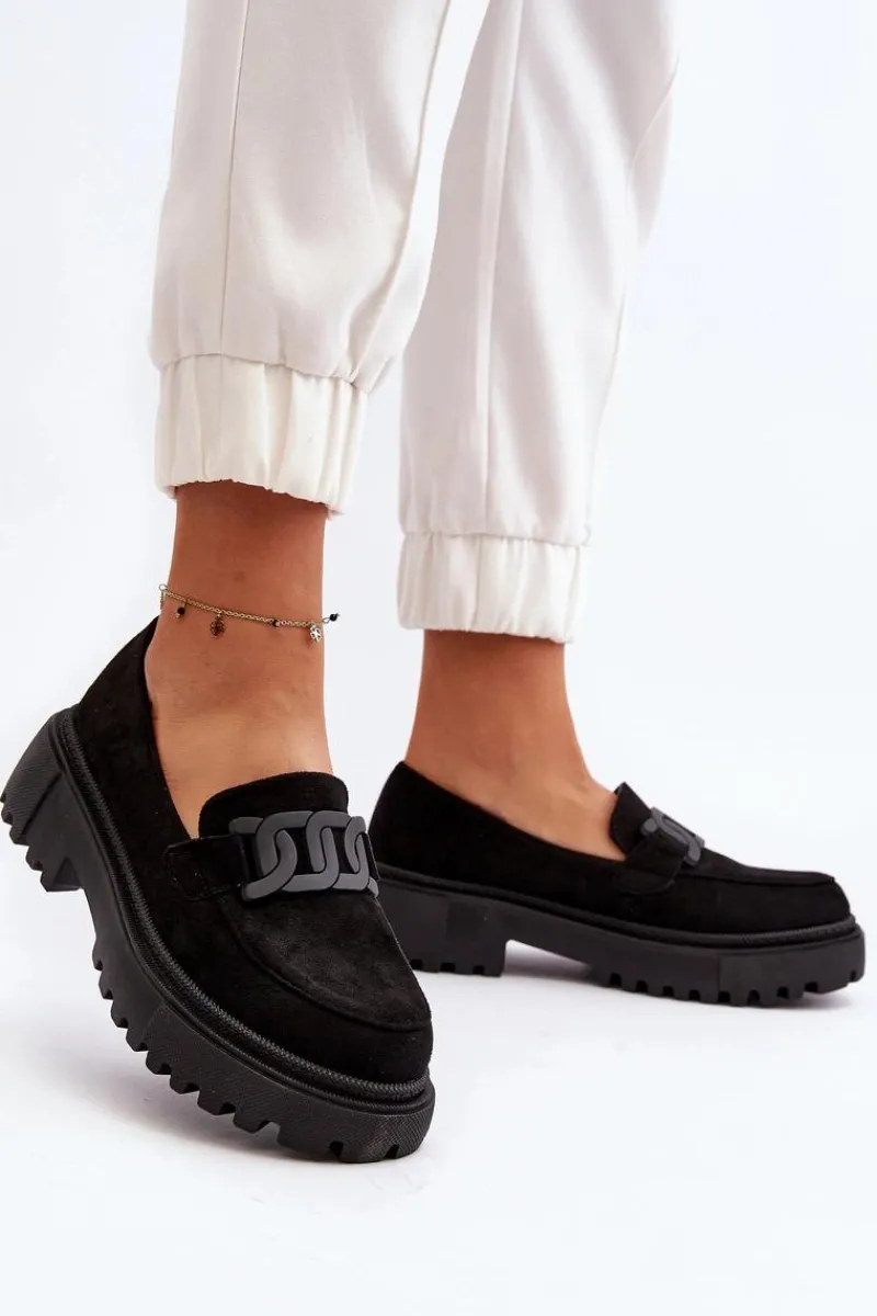 Outlet Mokasyny Damskie Z Łańcuchem Czarne Mevre Damskie Mokasyny Na Platformie|Mokasyny Damskie Zamszowe
