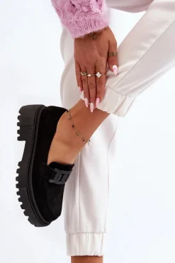 Outlet Mokasyny Damskie Z Łańcuchem Czarne Mevre Damskie Mokasyny Na Platformie|Mokasyny Damskie Zamszowe