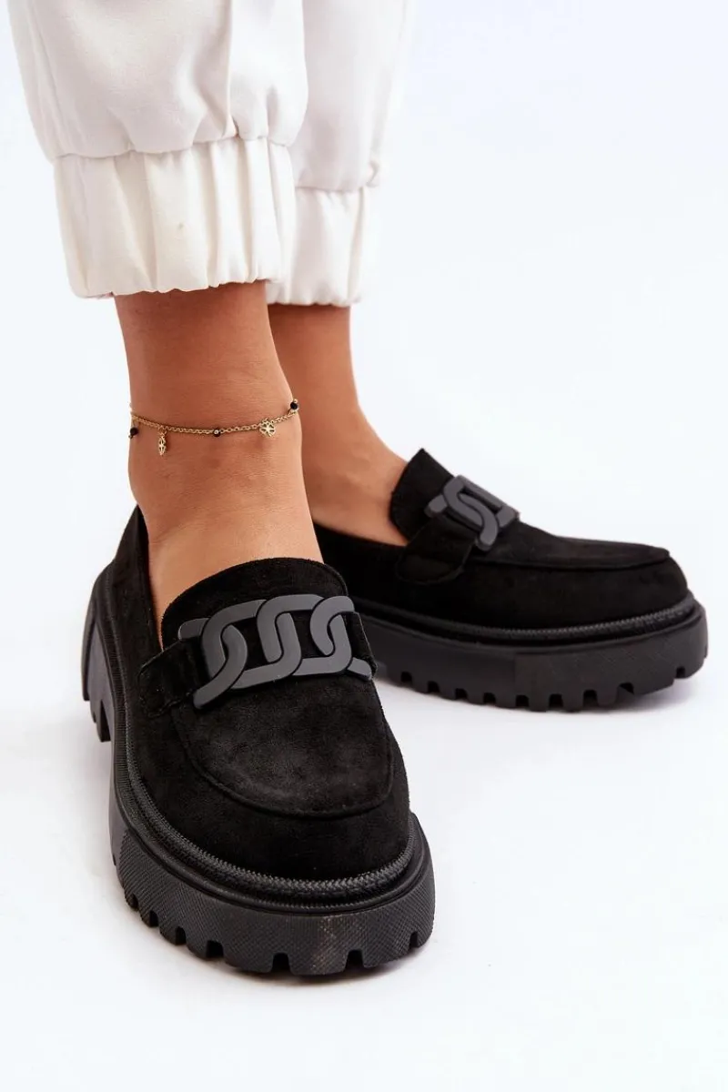 Outlet Mokasyny Damskie Z Łańcuchem Czarne Mevre Damskie Mokasyny Na Platformie|Mokasyny Damskie Zamszowe