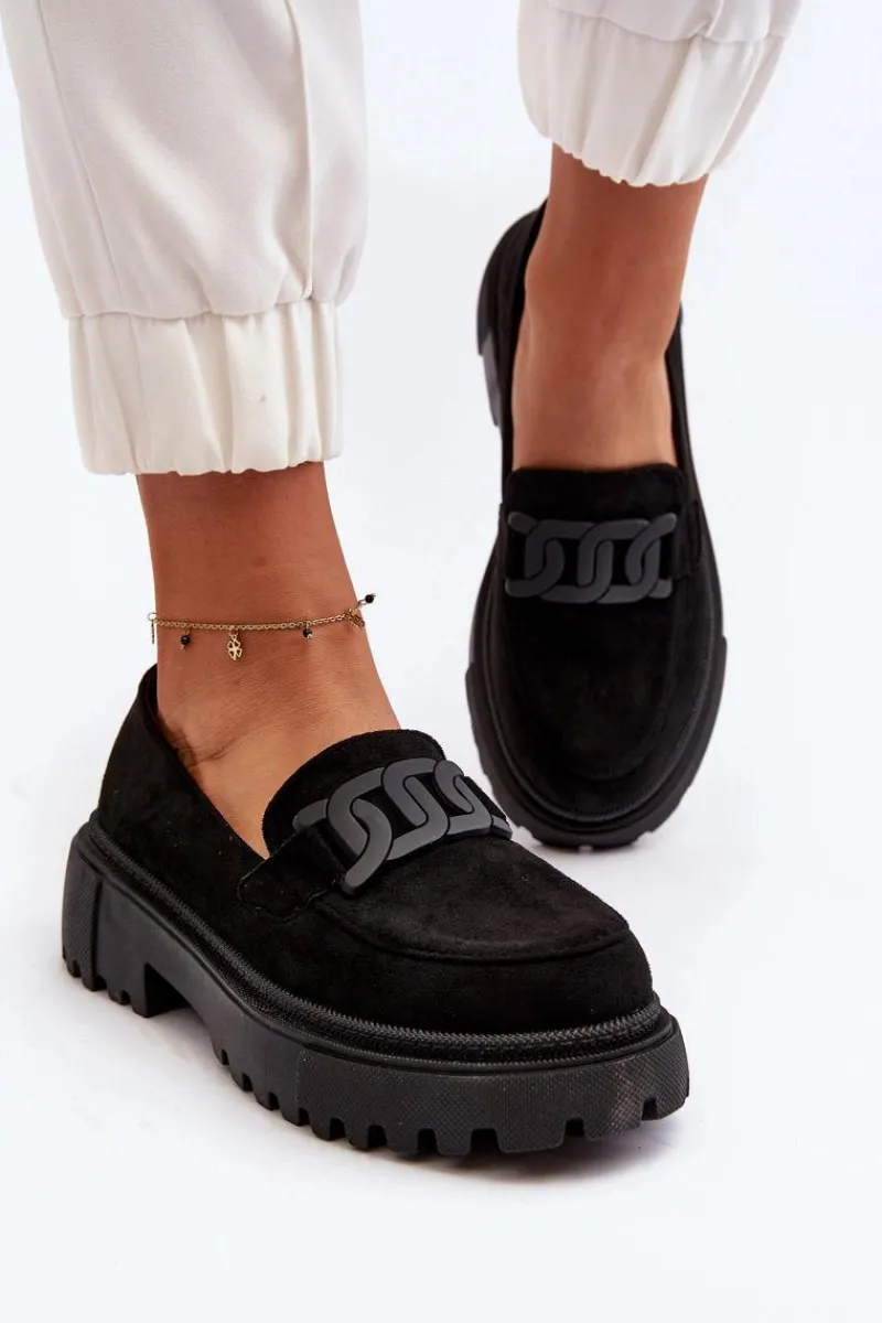 Outlet Mokasyny Damskie Z Łańcuchem Czarne Mevre Damskie Mokasyny Na Platformie|Mokasyny Damskie Zamszowe