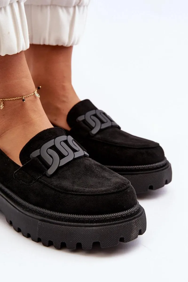 Outlet Mokasyny Damskie Z Łańcuchem Czarne Mevre Damskie Mokasyny Na Platformie|Mokasyny Damskie Zamszowe