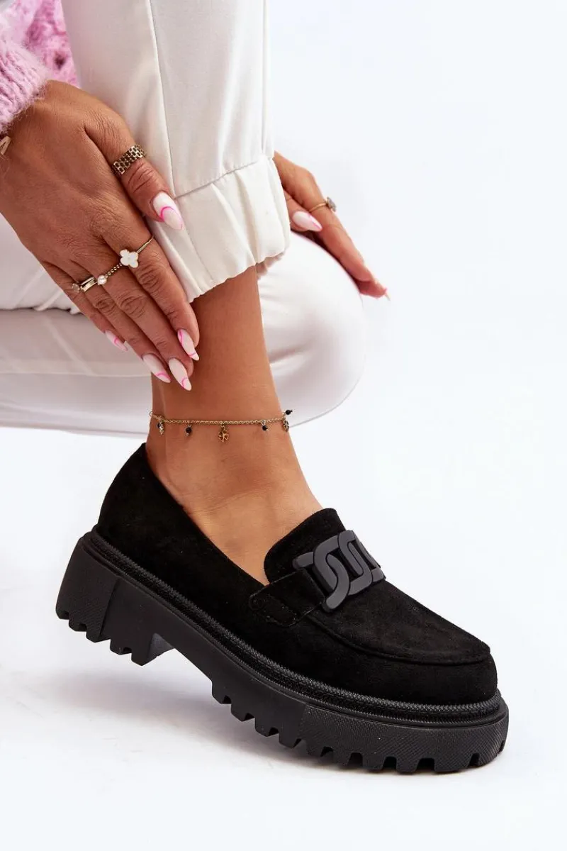 Outlet Mokasyny Damskie Z Łańcuchem Czarne Mevre Damskie Mokasyny Na Platformie|Mokasyny Damskie Zamszowe
