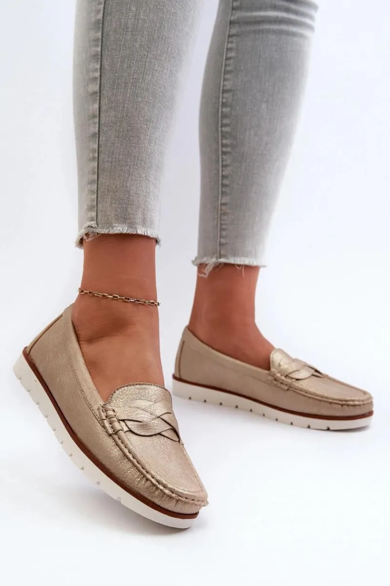 Outlet Evento Mokasyny Damskie Z Eko Skóry Złote Nestalia Złoty