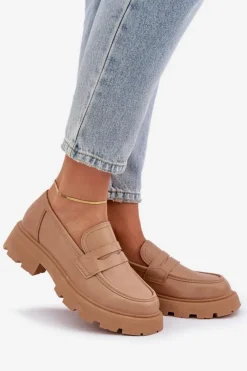 Online Mokasyny Damskie Z Eko Skóry Beżowe Sendall Damskie Loafersy Damskie|Mokasyny Płaskie