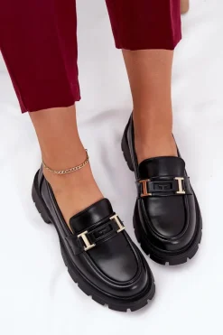 New Mokasyny Damskie Z Eko Skóry Czarne Lomnela Damskie Loafersy Damskie|Mokasyny Płaskie