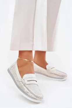 Loafersy Damskie|Mokasyny Damskie Skórzane>Evento Mokasyny Damskie Z Eko Skóry Srebrne Bralithia Srebrny