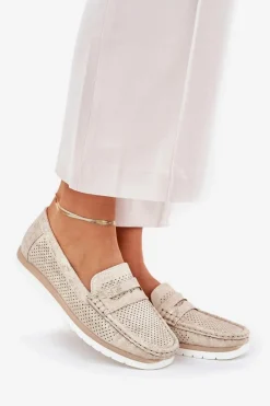 Online Mokasyny Damskie Z Eko Skóry Złote Bralithia Damskie Loafersy Damskie|Mokasyny Damskie Skórzane