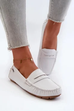 Boto Mokasyny Damskie Z Eko Skóry Białe Rerceria