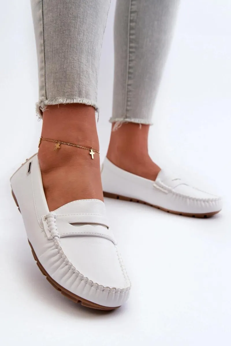 Boto Mokasyny Damskie Z Eko Skóry Białe Rerceria