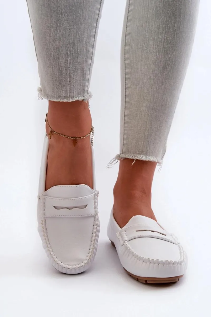 Boto Mokasyny Damskie Z Eko Skóry Białe Rerceria