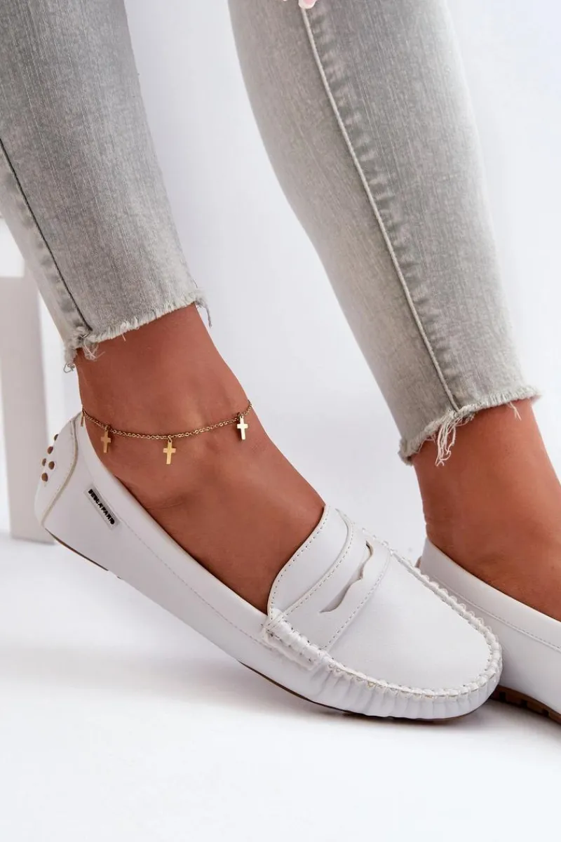 Boto Mokasyny Damskie Z Eko Skóry Białe Rerceria