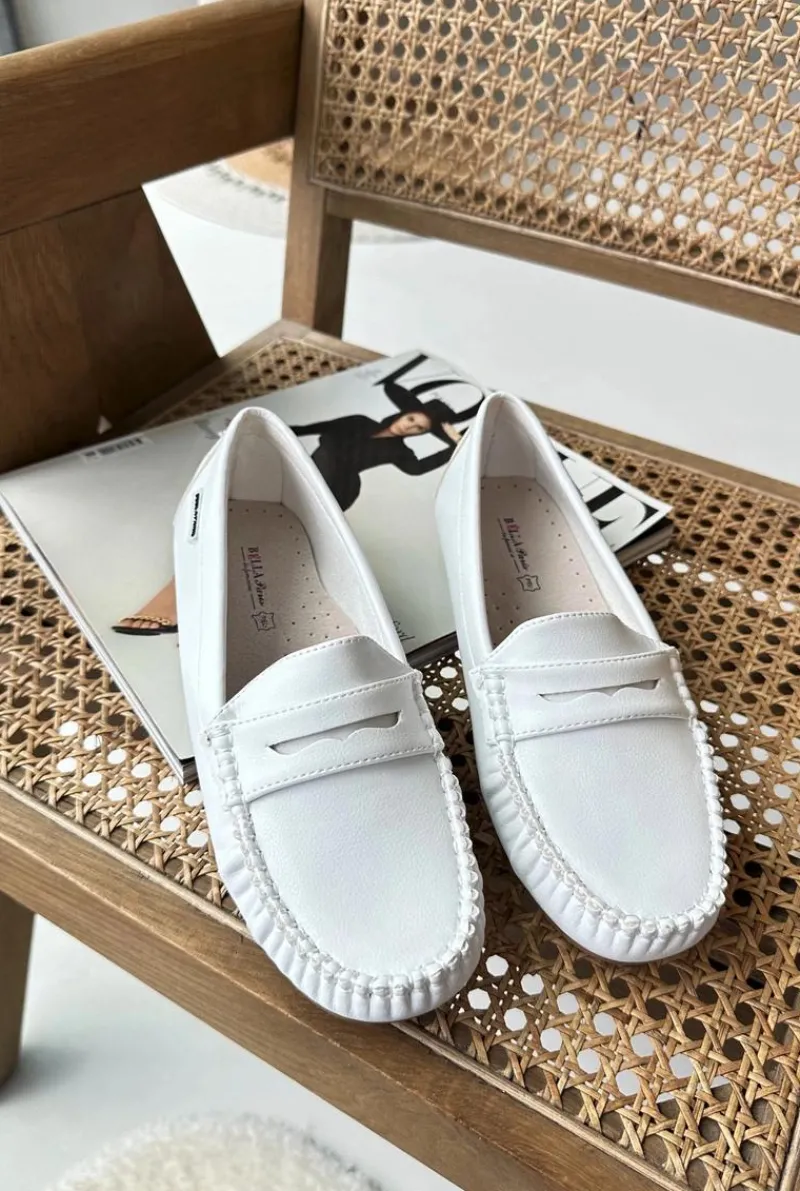 Boto Mokasyny Damskie Z Eko Skóry Białe Rerceria