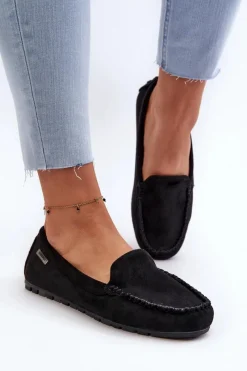 Online Mokasyny Damskie Z Eko Zamszu Czarne Amrutia Damskie Loafersy Damskie|Mokasyny Damskie Zamszowe