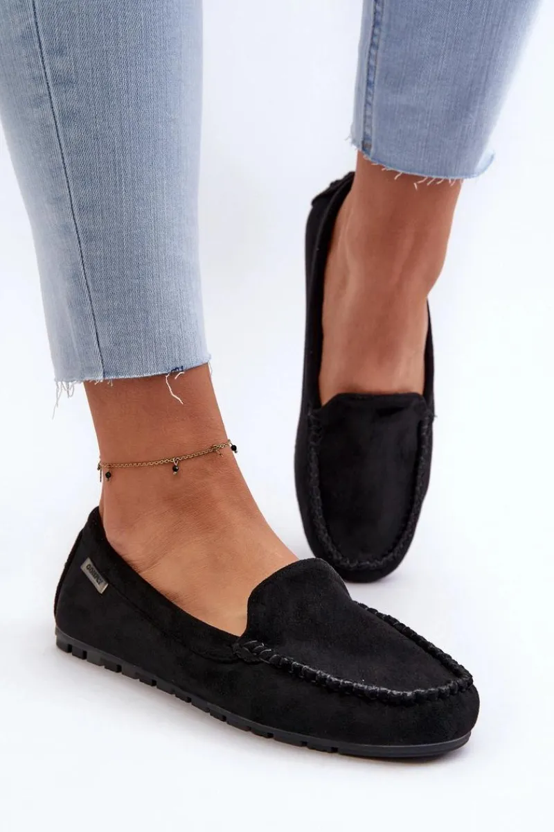 Online Mokasyny Damskie Z Eko Zamszu Czarne Amrutia Damskie Loafersy Damskie|Mokasyny Damskie Zamszowe