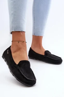 Online Mokasyny Damskie Z Eko Zamszu Czarne Amrutia Damskie Loafersy Damskie|Mokasyny Damskie Zamszowe