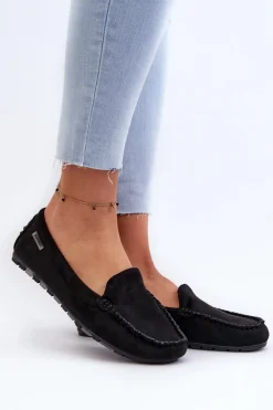 Online Mokasyny Damskie Z Eko Zamszu Czarne Amrutia Damskie Loafersy Damskie|Mokasyny Damskie Zamszowe
