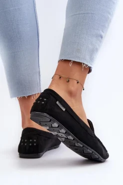 Online Mokasyny Damskie Z Eko Zamszu Czarne Amrutia Damskie Loafersy Damskie|Mokasyny Damskie Zamszowe