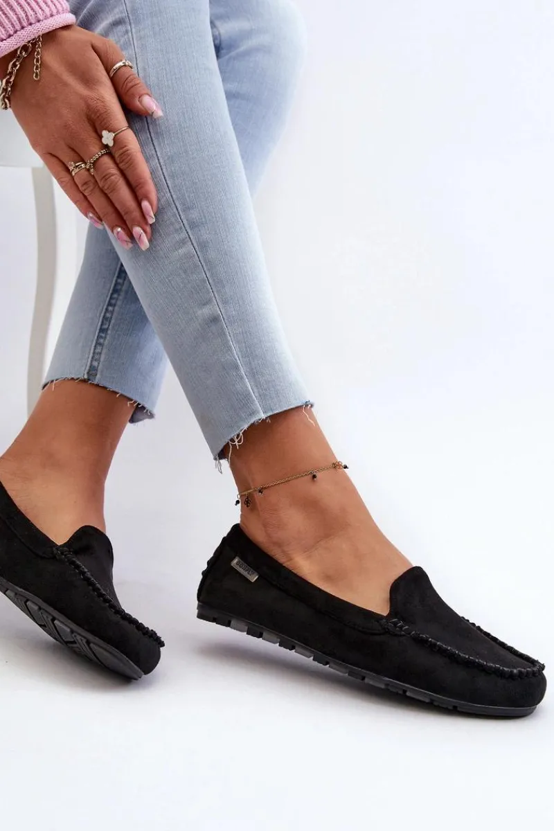 Online Mokasyny Damskie Z Eko Zamszu Czarne Amrutia Damskie Loafersy Damskie|Mokasyny Damskie Zamszowe