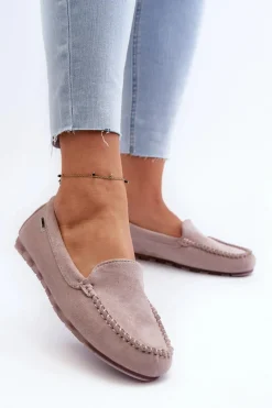 Outlet Boto Mokasyny Damskie Z Eko Zamszu Fioletowe Amrutia Fioletowy