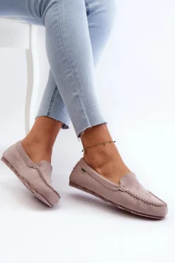 Outlet Boto Mokasyny Damskie Z Eko Zamszu Fioletowe Amrutia Fioletowy