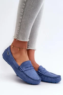 Hot Mokasyny Damskie Z Eko Zamszu Niebieskie Rerceria Damskie Loafersy Damskie|Mokasyny Damskie Skórzane