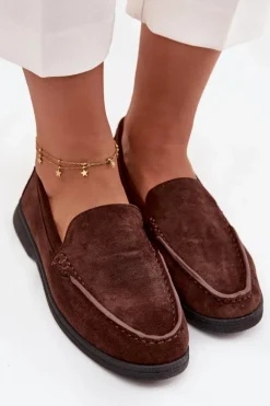 New Boto Mokasyny Damskie Z Eko Zamszu Czekoladowe Tynara