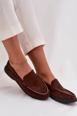 New Boto Mokasyny Damskie Z Eko Zamszu Czekoladowe Tynara