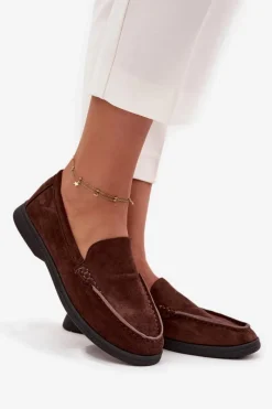 New Boto Mokasyny Damskie Z Eko Zamszu Czekoladowe Tynara