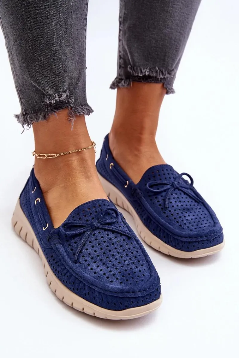Online Mokasyny Damskie Z Kokardą Granatowe Reece Damskie Loafersy Damskie|Mokasyny Na Platformie