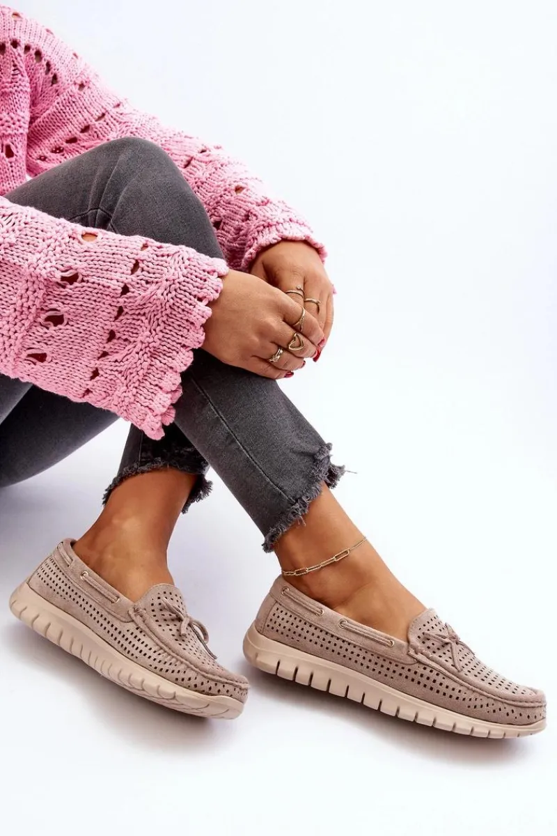 Loafersy Damskie|Mokasyny Na Platformie>Buty damskie Vinceza Mokasyny Damskie Z Kokardą Beżowe Reece Beżowy