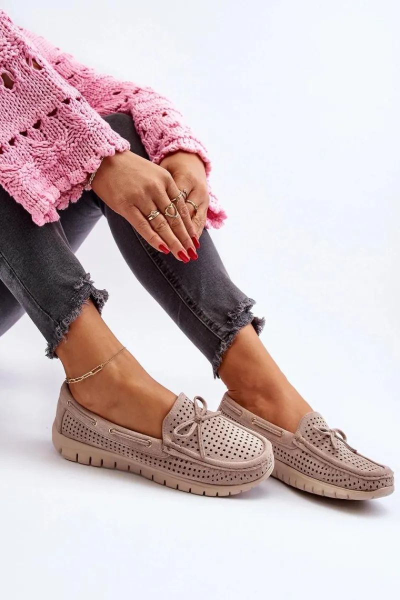 Loafersy Damskie|Mokasyny Na Platformie>Buty damskie Vinceza Mokasyny Damskie Z Kokardą Beżowe Reece Beżowy