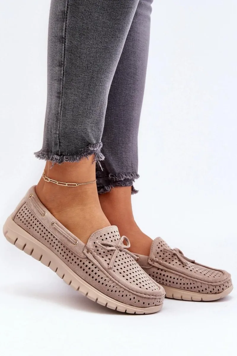 Loafersy Damskie|Mokasyny Na Platformie>Buty damskie Vinceza Mokasyny Damskie Z Kokardą Beżowe Reece Beżowy