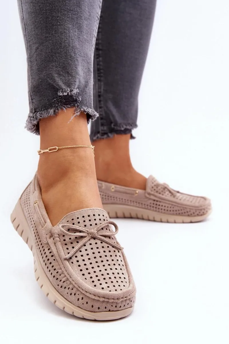 Loafersy Damskie|Mokasyny Na Platformie>Buty damskie Vinceza Mokasyny Damskie Z Kokardą Beżowe Reece Beżowy